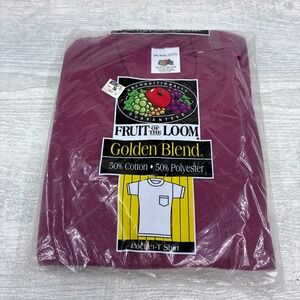 Vintage Fruit of the Loom Golden Blend Pocket Shirt Mens 2XL Maroon 1994 USA